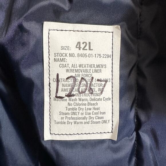 Defense Logistics Agency Air Force 42L Trench Coat Defender Collection Blue USA - Picture 11 of 12